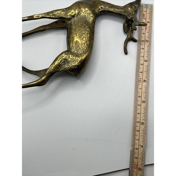 Ornate Brass 7” Deer Buck 5” Doe Set Of 2 Figurines Patina - Picture 8 of 16